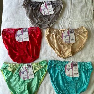 5-Pack Japanese Lace Tricot Satin Bikini Panties Size Medium